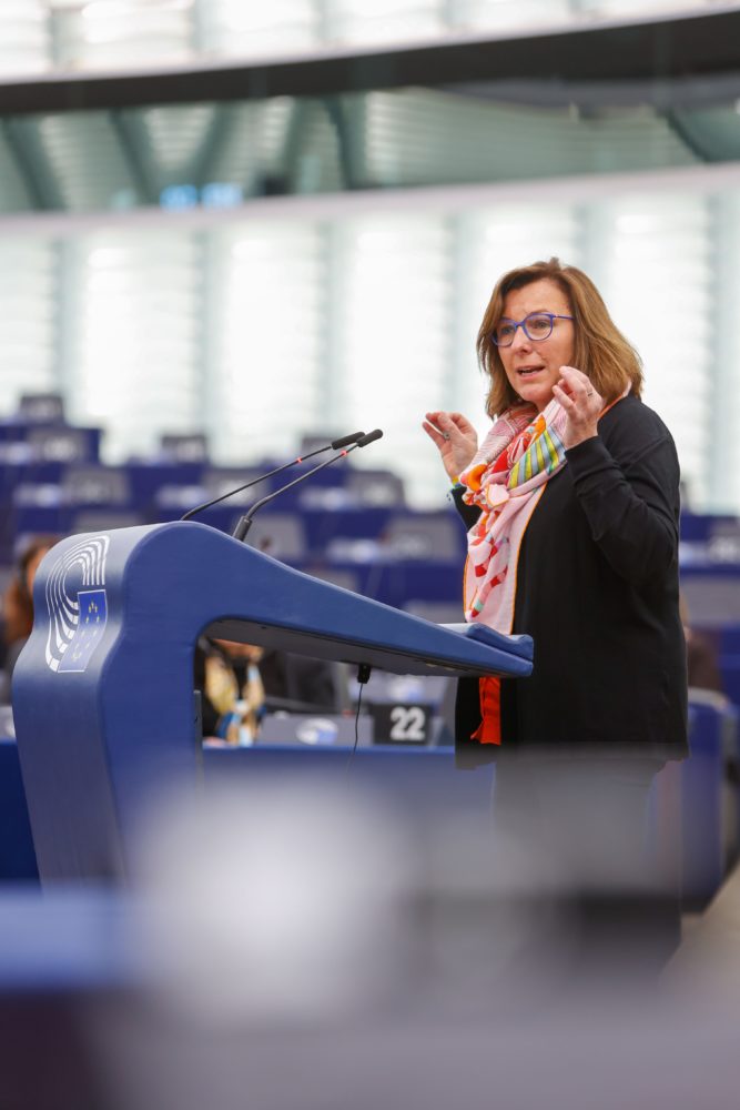 MEP Tilly Metz speaks at the podium
