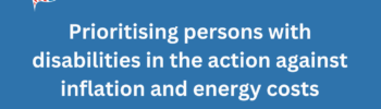 Banner with EDF logo and the title " Prioritising persons with disabilities in the action against inflation and energy costs"