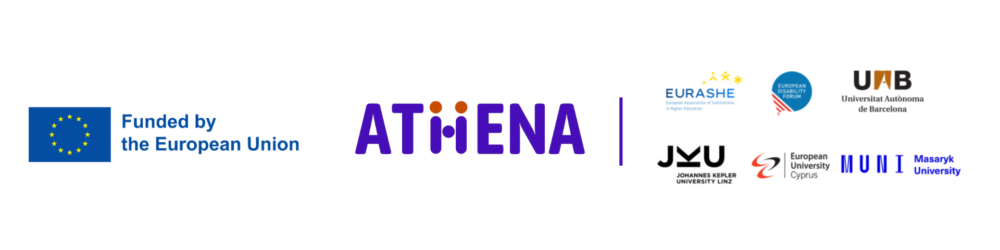 Athena project logo and partners logo and funded by EU logo