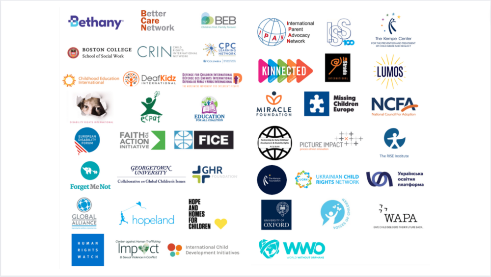 Organisations logos of the joint statement on children with disabilities in Ukraine