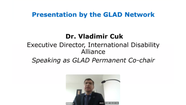 Presentation GLAD Network by Dr. Vladimir Cuk, Executive Director of the International Disability Alliance (IDA)