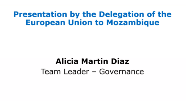 Presentation by Alicia Martin Diaz, Team Leader – Governance of the Delegation of the European Union to Mozambique