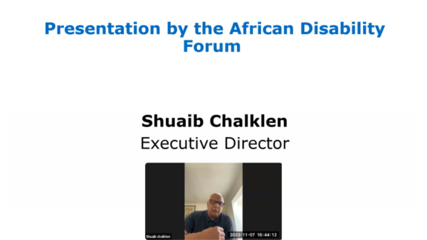 Presentation by Shuaib Chalklen, Executive Director of the African Disability Forum (ADF)